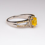 Genuine Lemon Citrine Gemstone Sterling Silver Ring // Size 8.5