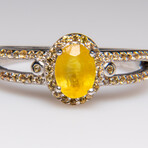 Genuine Lemon Citrine Gemstone Sterling Silver Ring // Size 8.5