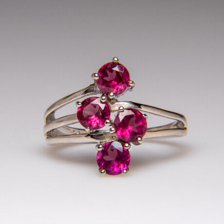 Genuine Ruby Gemstone Sterling Silver Ring // Size 8.5