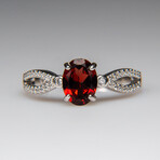 Genuine Garnet Gemstone Sterling Silver Ring // Size 6.5 // v.1