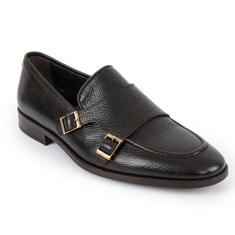 Ledonia Double Monk Strap Loafer // Dark Brown (US: 7)