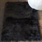 Luxe Hudson Faux Sheepskin Single Rug (Black)