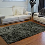 Luxe Hudson Faux Sheepskin Rectangular Rug (Black)