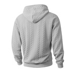 Cableknit Textured Hoodie // Grey (S)