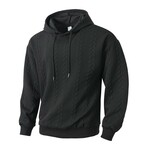 Cableknit Textured Hoodie // Black (XS)