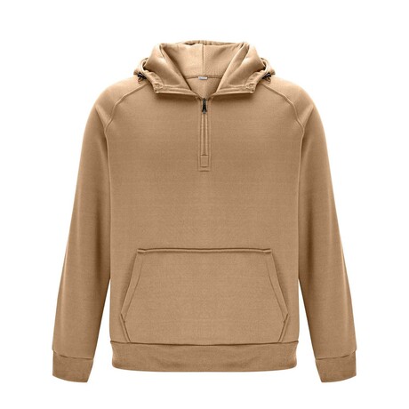 Oversized High Neck Hoodie // Khaki (XS)