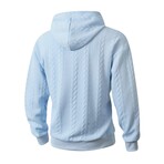 Cableknit Textured Hoodie // Light Blue (XS)