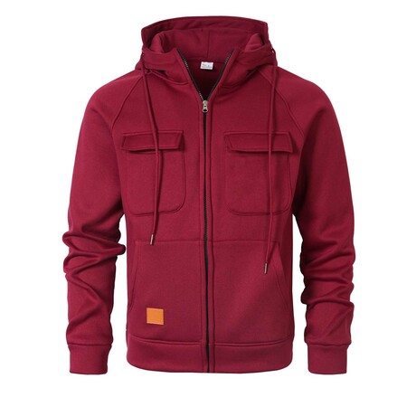 Full Zip Utility Hoddie // Burgundy (XS)