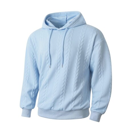 Cableknit Textured Hoodie // Light Blue (XS)