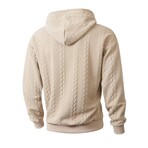 Cableknit Textured Hoodie // Beige (XS)