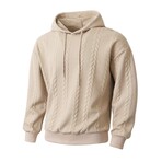 Cableknit Textured Hoodie // Beige (XS)