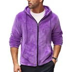 Full Zip Fleece Hoodie // Purple (S)
