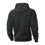 Cableknit Textured Hoodie // Black (XS)
