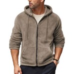 Full Zip Fleece Hoodie // Khaki (XS)