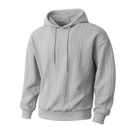 Cableknit Textured Hoodie // Grey (XS)