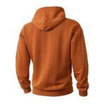 Cableknit Textured Hoodie // Orange (XS)