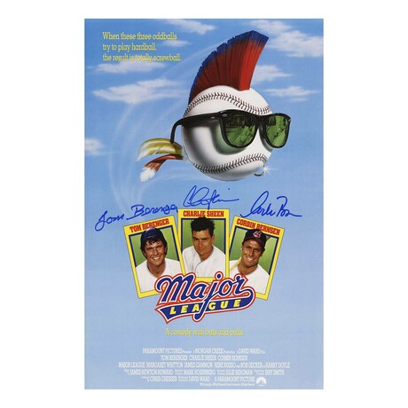 Charlie Sheen, Corbin Bernsen & Tom Berenger // Signed 'Major League' Poster
