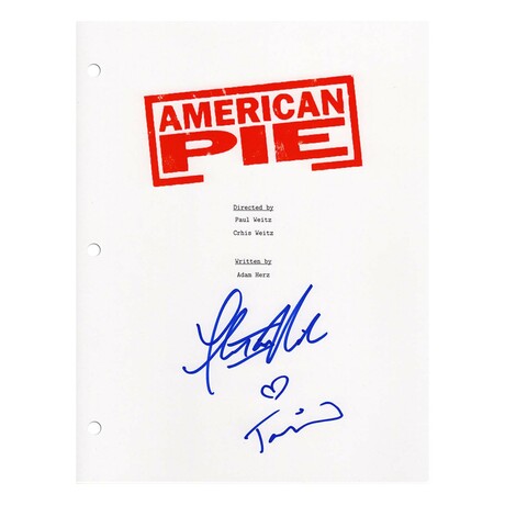 Tara Reid & Thomas Ian Nicholas // Signed 'American Pie' Script Cover Page