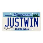 Emilio Estevez // Signed 'Mighty Ducks' - 'Just Win' MN License Plate
