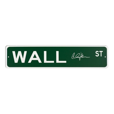 Charlie Sheen // Signed 'Wall Street' 4x18 Green Aluminum Street Sign
