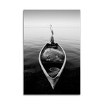 Canoe And A Heron Print on Acrylic Glass by Moises Levy (16"H x 24"W x 0.25"D)