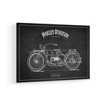 Harley-Davidson I Charcoal Patent Blueprint Print on Acrylic Glass by Aged Pixel (24"H x 16"W x 0.25"D)