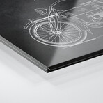 Harley-Davidson I Charcoal Patent Blueprint Print on Acrylic Glass by Aged Pixel (24"H x 16"W x 0.25"D)
