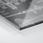 B-17 Vintage Bomber Airplane | Black Print on Acrylic Glass by Action Blueprints (16"H x 24"W x 0.25"D)