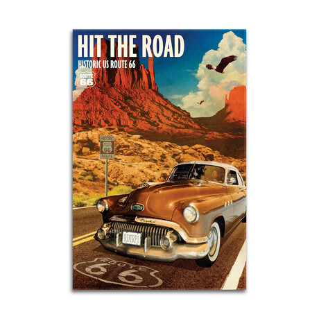 66 Desert Cruise Print on Acrylic Glass by Old Red Truck (16"H x 24"W x 0.25"D)