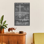 B-17 Vintage Bomber Airplane | Black Print on Acrylic Glass by Action Blueprints (16"H x 24"W x 0.25"D)