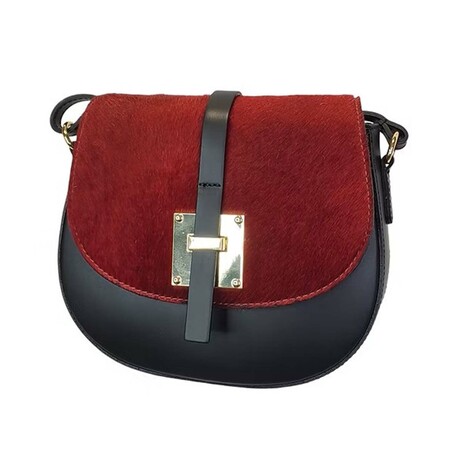 Mack Small Half Moon Crossbody Italian Leather (Red-Black)