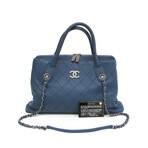Chanel // Grained Calfskin Leather Wild Stitch Tote Bag // Navy Blue // Pre-Owned