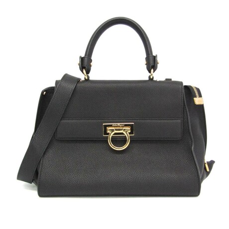 Ferragamo // Leather Gancini Sofia Handbag // Black // Pre-Owned