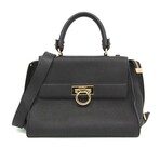 Ferragamo // Leather Gancini Sofia Handbag // Black // Pre-Owned