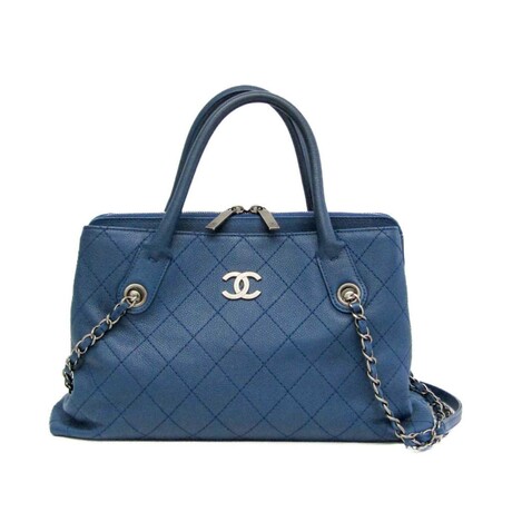 Chanel // Grained Calfskin Leather Wild Stitch Tote Bag // Navy Blue // Pre-Owned