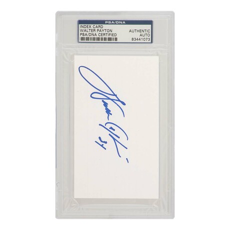 Walter Payton // Signed 3x5 White Index Card Cut