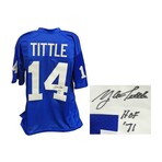 Y.A. Tittle // Signed Blue Custom Football Jersey
