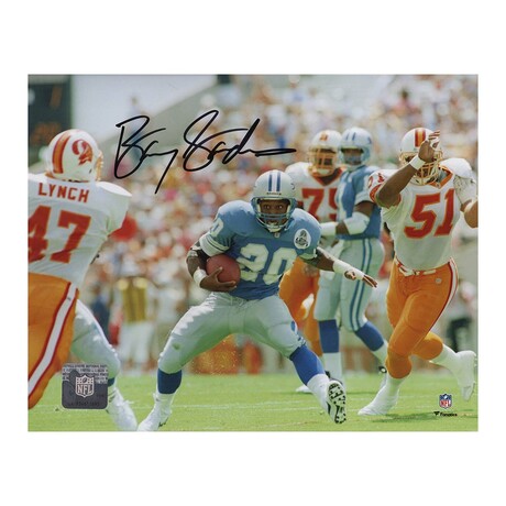 Barry Sanders // DET Lions // Signed vs Tampa Bay Bucs Action Photo