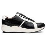 LYON // Ostrich Leg + Calf Leather Sneakers // Black, White (8)