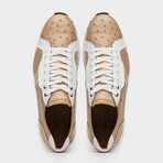 LYON II // Ostrich + Calf Leather Sneakers // Orix, White (8)