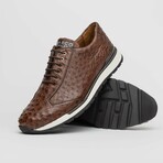 SCANNO // Ostrich Leather Sneakers // Antique Brown (8)