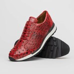 SCANNO // Ostrich Leather Sneakers // Antique Red (8)