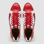 LYON // Ostrich Leg + Calf Leather Sneakers // Red, White (8)