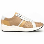 LYON II // Ostrich + Calf Leather Sneakers // Orix, White (8)