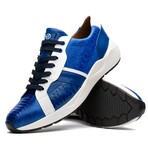 LYON // Ostrich Leg + Calf Leather Sneakers // Blue, White (8)