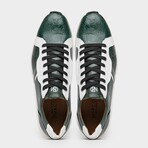 LYON // Ostrich Leg + Calf Leather Sneakers // Green, White (8)
