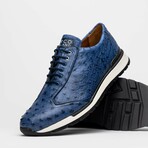 SCANNO // Ostrich Leather Sneakers // Antique Navy (8)