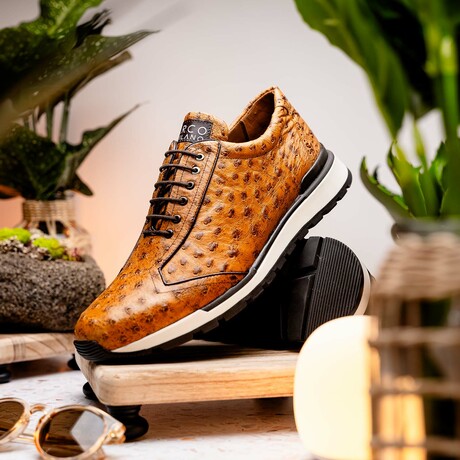 SCANNO // Ostrich Leather Sneakers // Antique Paja (8)