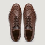 SCANNO // Ostrich Leather Sneakers // Antique Brown (8)