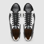 LYON II // Ostrich + Calf Leather Sneakers // Black, White (8)